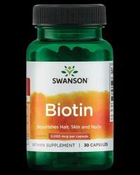 Biotin 5000 mcg - 30 капсули, 30 Дози